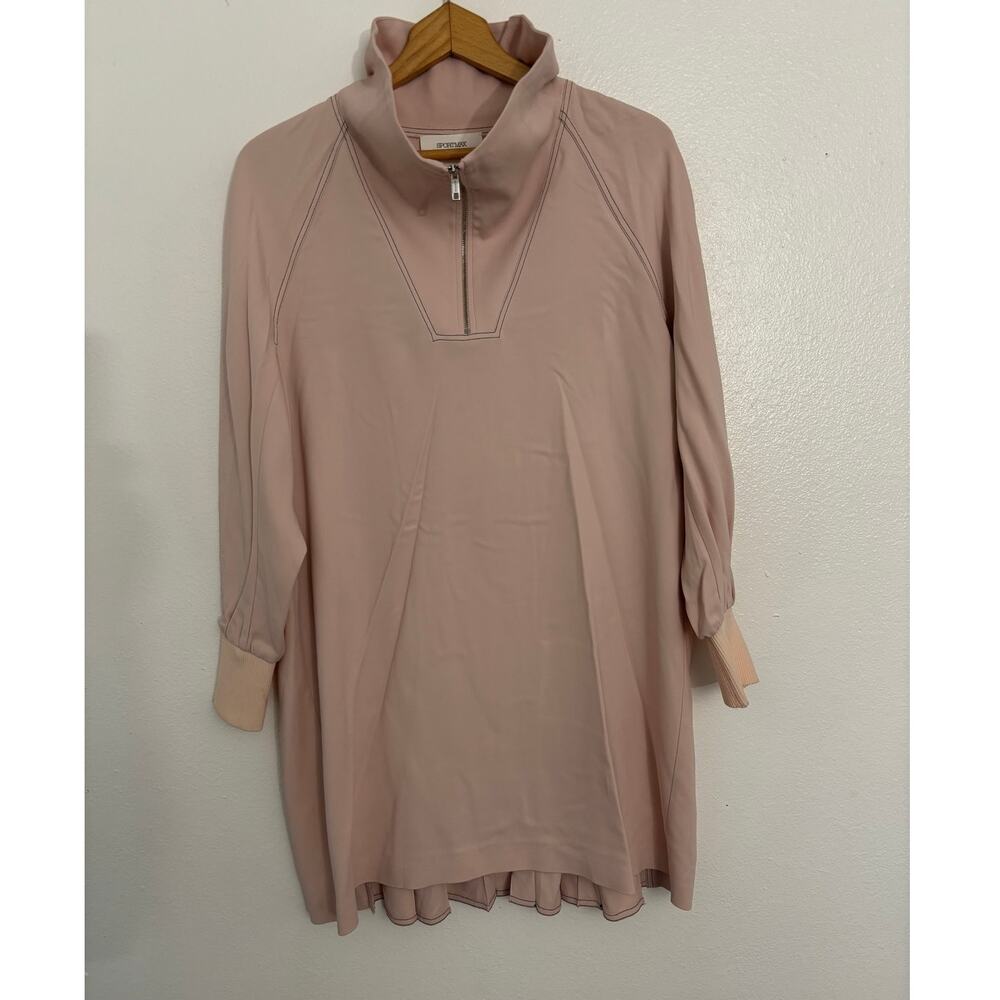 Sportmax Silk Made in Italy Tunic Top Pink Solid Long Sleeve Size 4